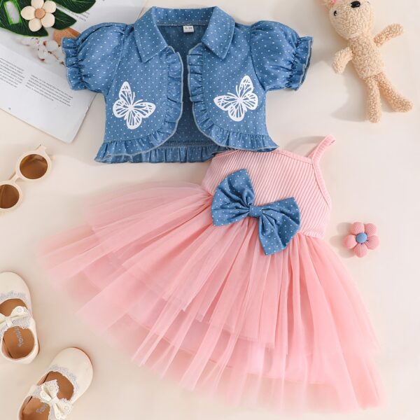 Adorable Flutterby Delight girls' camisole dress, perfect for spring and summer. A charming, lightweight dress with delicate details.