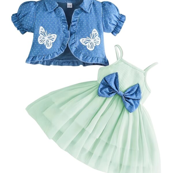 Adorable Flutterby Delight girls' camisole dress, perfect for spring and summer. A charming, lightweight dress with delicate details.