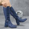 Newness Midnight Bloom Navy Blue Boots Elevate your style with these elegant navy blue boots perfect for any occasion