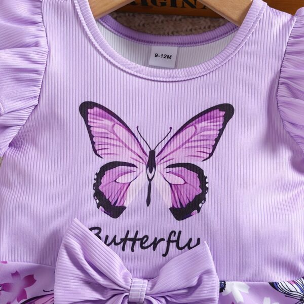 Adorable baby girl in a lavender butterfly dress, perfect for summer. Newness.