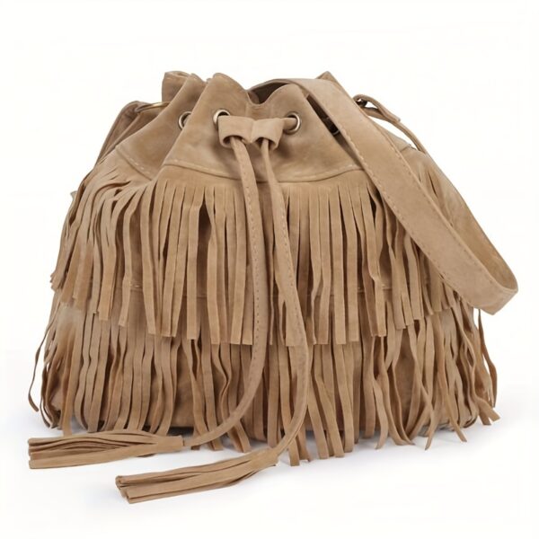 Newness Chic Tassel Bucket Bag: A stylish, vintage-inspired bucket bag with tassels, perfect for any occasion.