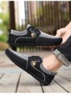 Navy blue MAINALUN Mens Fabric Loafers breathable and non slip perfect for any occasion