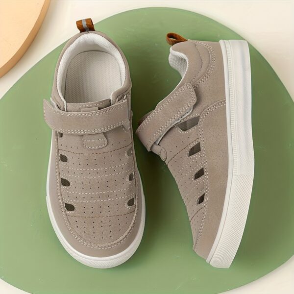 Newness Summer Breeze Kids' Soft Sneakers in action: A child happily playing, showcasing the stylish and comfortable design, breathability, and non-slip sole of the shoes.