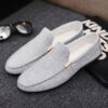 Newness Mens Slip On Loafers Comfortable minimalist design loafers for effortless style Brown leather loafers in a classic slip on style