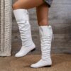 Newness Slouchy Bow Knee High Boots in brown leather Featuring a slouchy fit stylish bow detail and knee high shaft