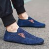 Light beige mens mesh slip on loafers with brown accents showcasing breathable mesh upper and durable rubber sole