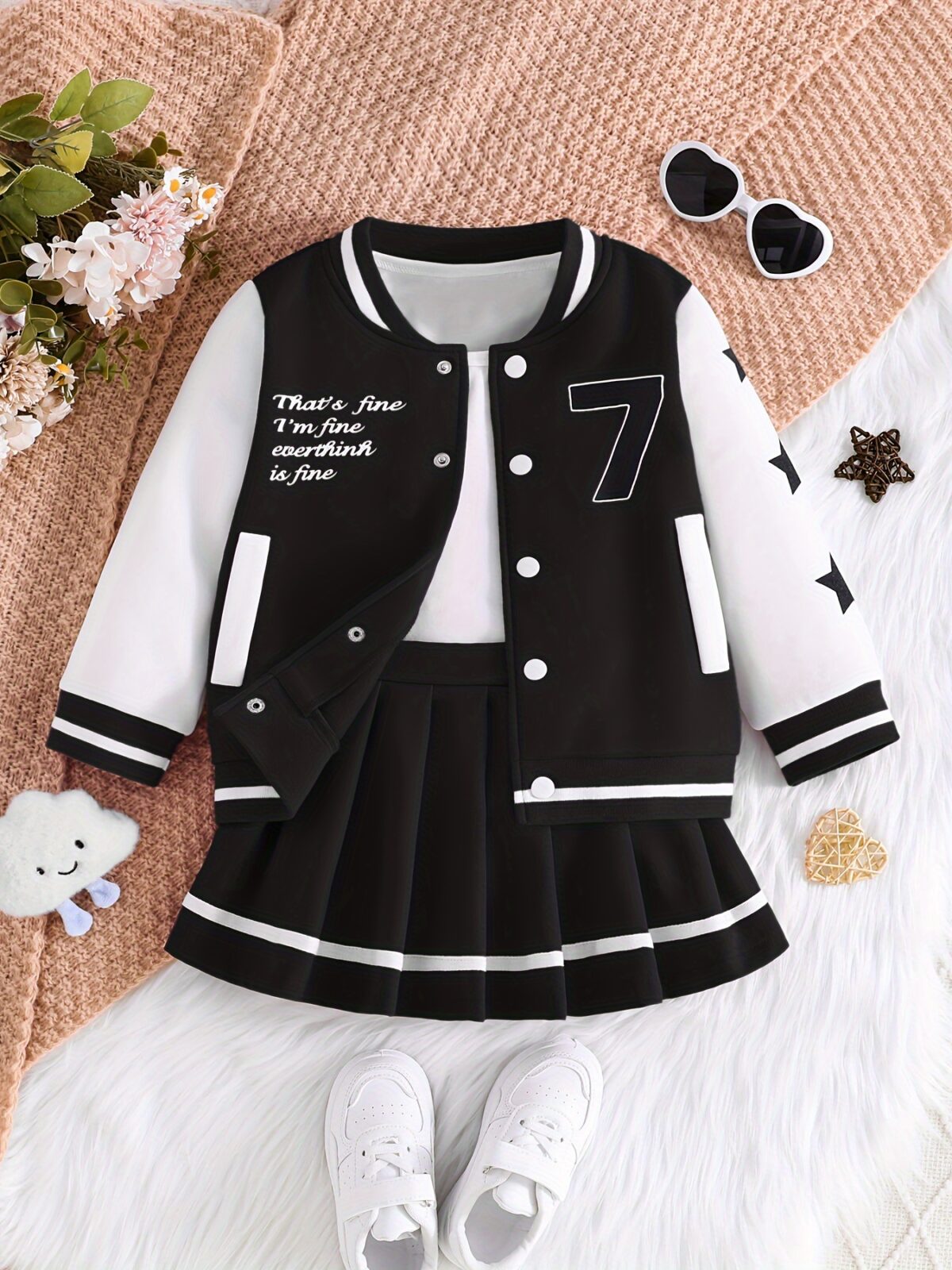 Stylish girls preppy jacket set from Newness Features a blazer and skirt combination in coordinating colors and fabrics Perfect for school special occasions or everyday wear