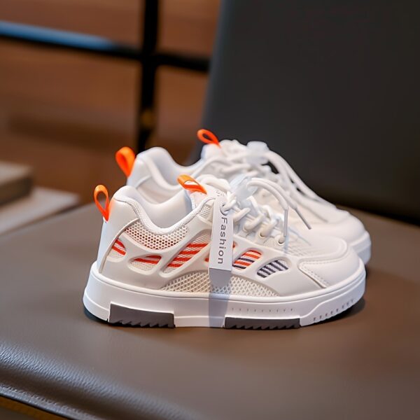 Stylish and breathable Newness Summer Breeze Kids Stripe Sneakers, perfect for spring, summer, and fall. Image shows kids' striped sneakers in a close-up.