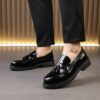Newness Casablanca Mens Fringed Loafers in premium PU leather showcasing the vintage inspired design and comfortable fit