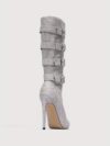 Newness Ascension Stiletto Buckle Boots Elevate your look with these stunning stiletto boots featuring a chic buckle detail