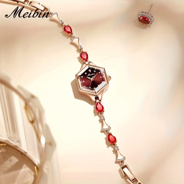 Hexagonal Gemstone Quartz Watch