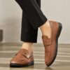 Newness Mens Slip On Loafers Effortless style meets ultimate comfort Brown leather loafers with a classic silhouette perfect for everyday wear