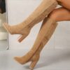 Newness Uptown Girl Knee High Boots Stylish brown leather knee high boots with a pointed toe and block heel perfect for elevating any outfit