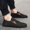 Light beige mens mesh slip on loafers with brown accents showcasing breathable mesh upper and durable rubber sole