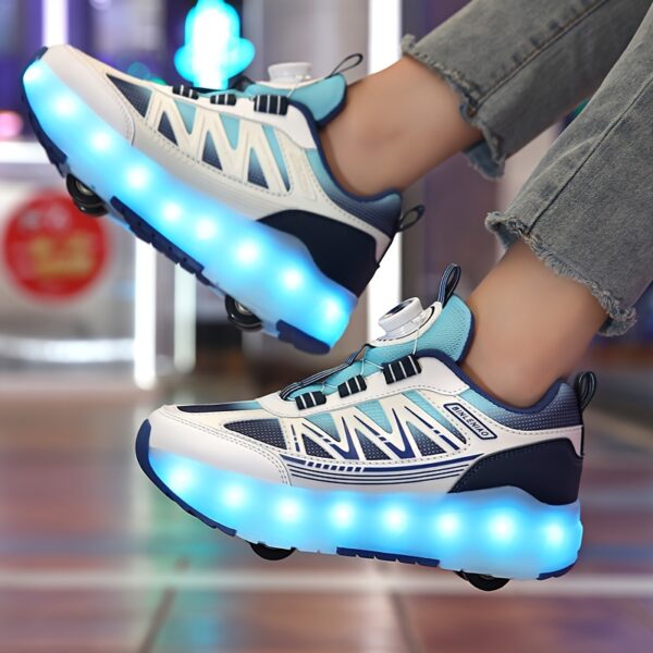 Newness Galaxy Glide LED Roller Shoes: Kids' trendy roller shoes with detachable wheels and adjustable brightness, shining bright.