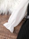 Adorable girls ruffle sleeve knit dress set perfect for spring or autumn The set features a stylish knit dress with elegant ruffle sleeves