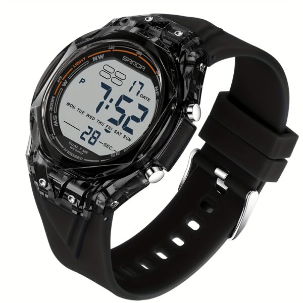 Newness Apex Digital Sports Watch: Sleek black digital sports watch with multiple features, perfect for an active lifestyle.