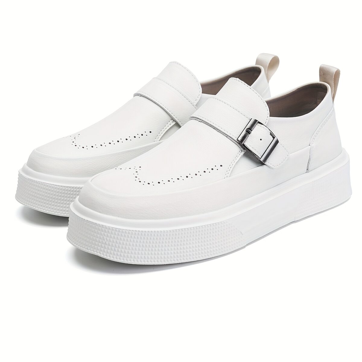 Newness Mens White Loafers Elevate your casual style with these comfortable and modern loafers