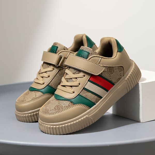 Stylish and vibrant color-block striped kids' sneakers by Newness. Lightweight and durable, perfect for everyday wear.