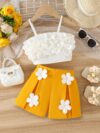 Adorable Summer Bloom Girls Shorts Set in a cheerful floral print perfect for sunny summer days The set includes a top and shorts