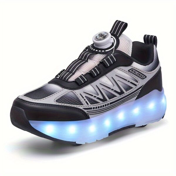 Newness Galaxy Glide LED Roller Shoes: Kids' trendy roller shoes with detachable wheels and adjustable brightness, shining bright.