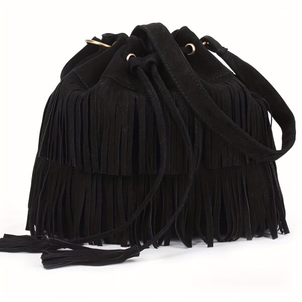 Newness Chic Tassel Bucket Bag: A stylish, vintage-inspired bucket bag with tassels, perfect for any occasion.