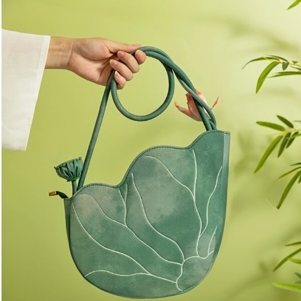 Newness Serene Lotus Embroidered Bag, showcasing exquisite floral embroidery, perfect for any occasion.