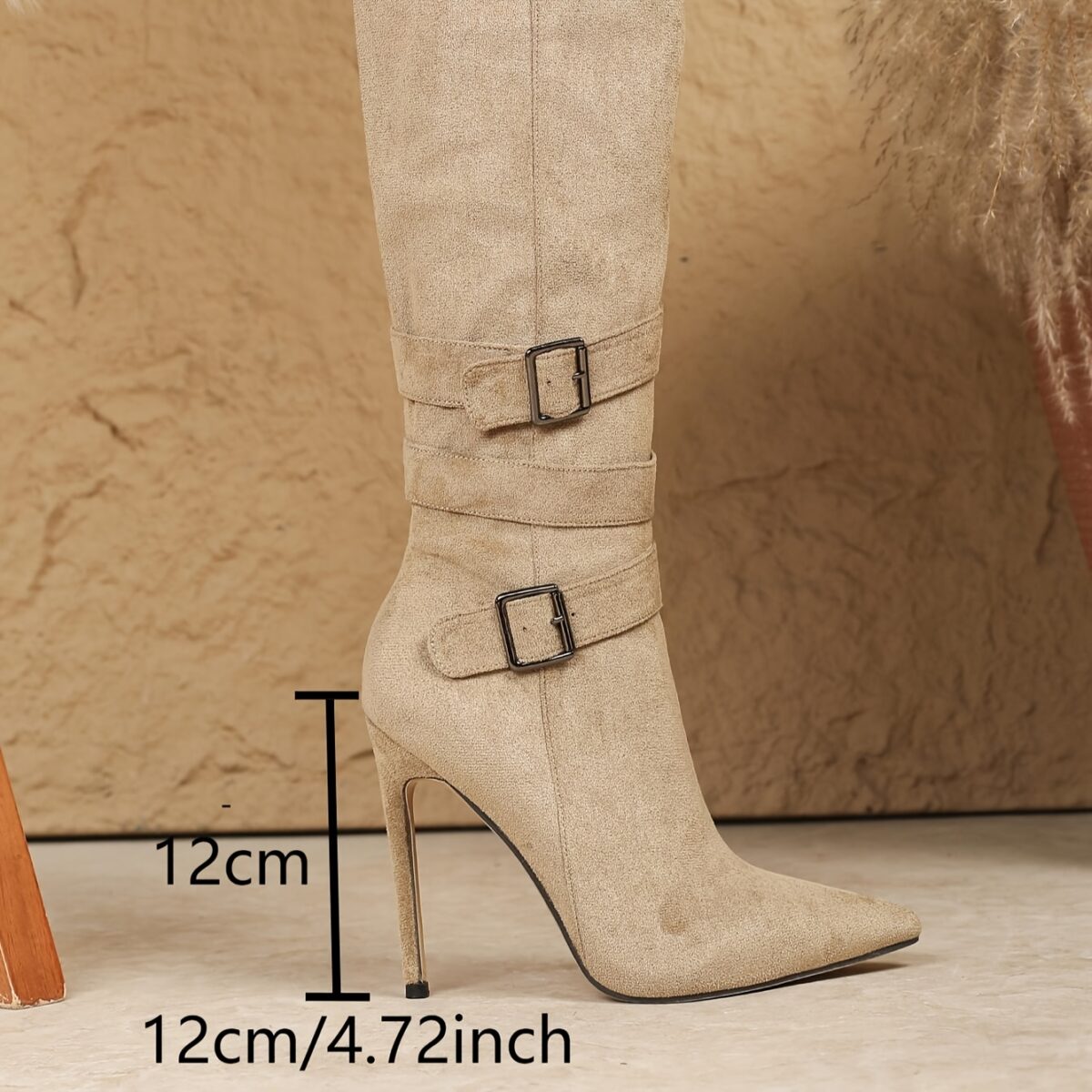 Dune Beige Stiletto Knee Boots from Newness Elegant knee high stiletto boots in a sophisticated beige shade