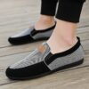 Newness Mens Plaid Loafers Breathable canvas loafers with a rubber sole perfect for casual outings Stylish plaid pattern