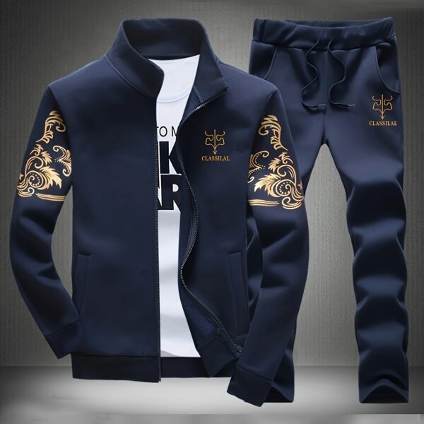 Shan Yes Print Men's Casual Sports Suit by Newness. A stylish and comfortable men's tracksuit in a unique print, made from premium polyester.