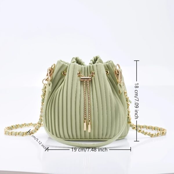 Newness Chic Pleated Drawstring Bag: Versatile and chic pleated bag, perfect for any occasion.