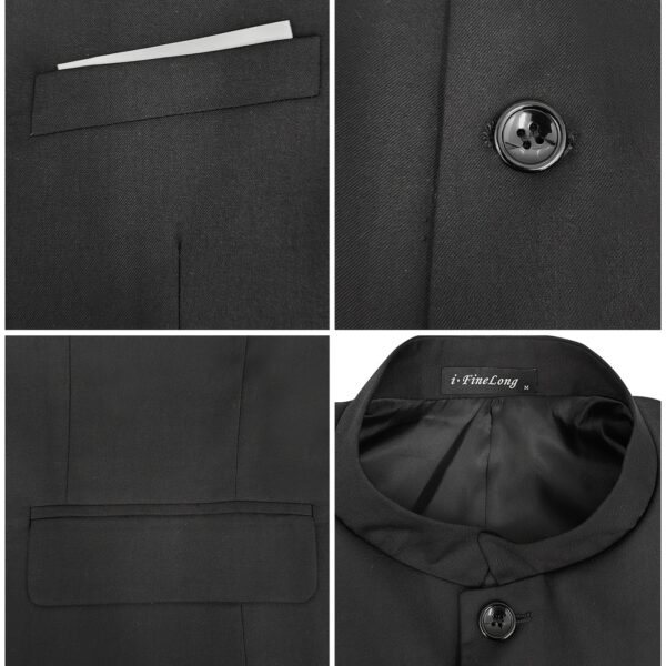 The Newness Shanghai Mandarin Collar Suit: A sophisticated, impeccably tailored suit in navy blue, featuring a mandarin collar and modern silhouette, ideal for the discerning gentleman.