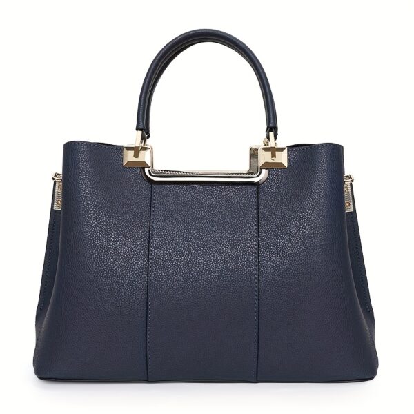 Newness Seraphina Navy Blue Handbag: A premium leather tote and crossbody bag in navy blue, showcasing its structured design and versatility.