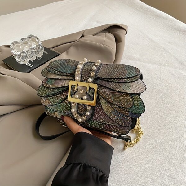 Newness Iridescent Butterfly Holographic Crossbody Bag in iridescent holographic finish. Chic and versatile crossbody bag perfect for everyday use.