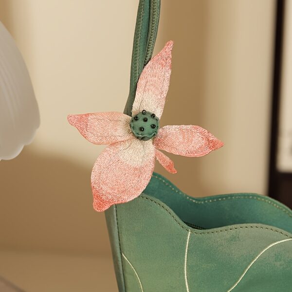 Newness Serene Lotus Embroidered Bag, showcasing exquisite floral embroidery, perfect for any occasion.