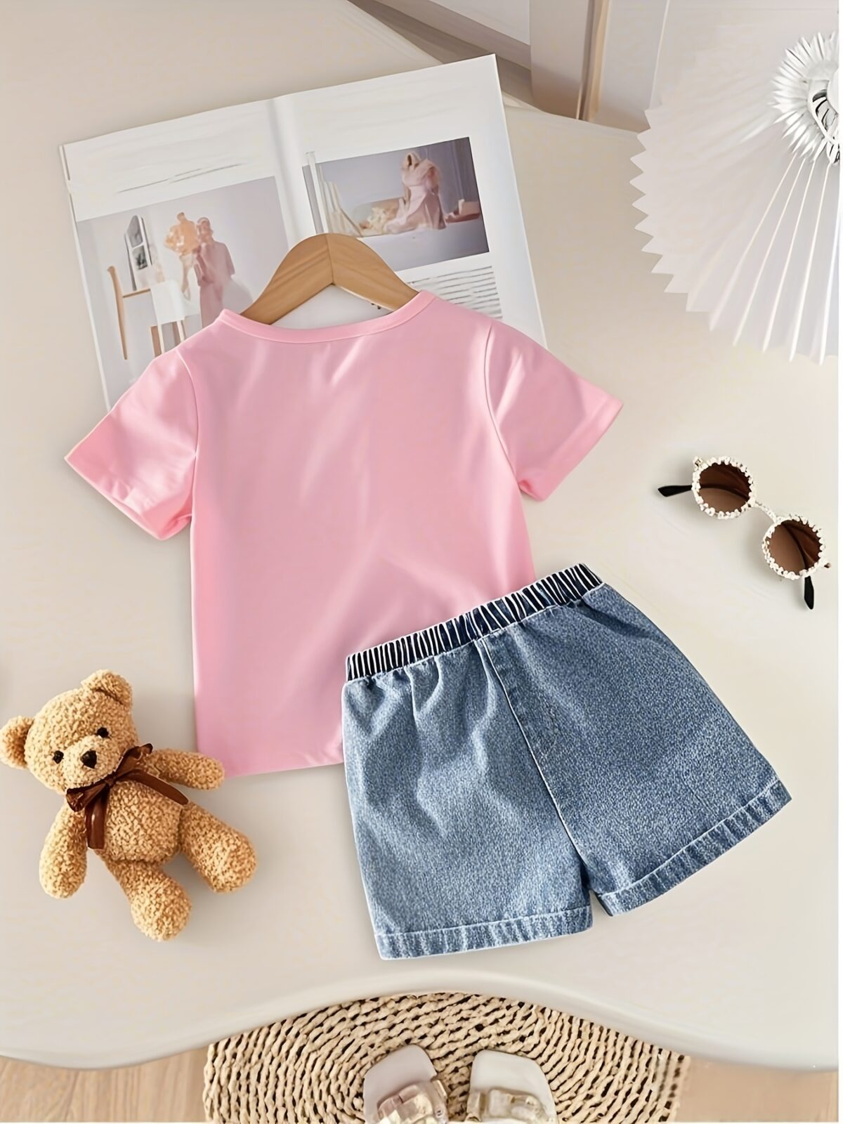 Adorable girls denim set with a cute bowknot perfect for spring summer or fall Shop Newness for stylish kids fashion