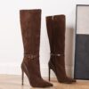 Newness Midnight Bloom Brown Stiletto Boots Elevate your style with these stunning brown stiletto boots perfect for parties and formal events