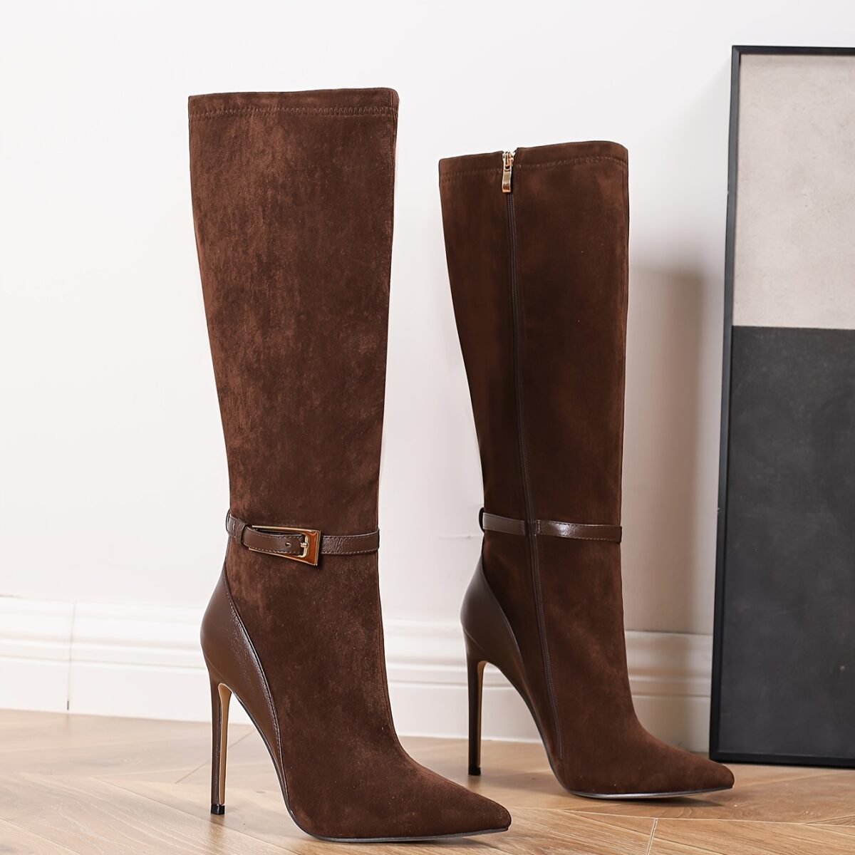 Newness Midnight Bloom Brown Stiletto Boots Elevate your style with these stunning brown stiletto boots perfect for parties and formal events