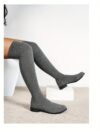 Newness Sculptural Knit Knee High Boots Womens stylish knee high boots in a form fitting knit fabric Showcase your legs in these trendy boots perfect for fall and winter