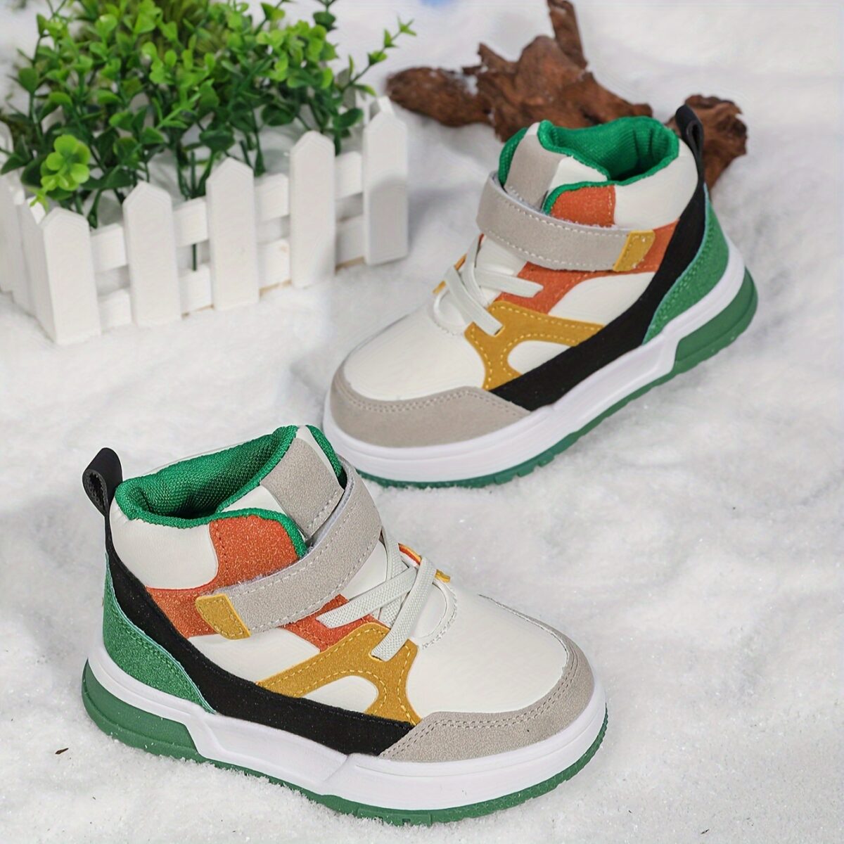 Newness Playtime Geometric Mid Top Sneakers Stylish and comfortable kids geometric print sneakers perfect for active play Non slip sole ensures safety