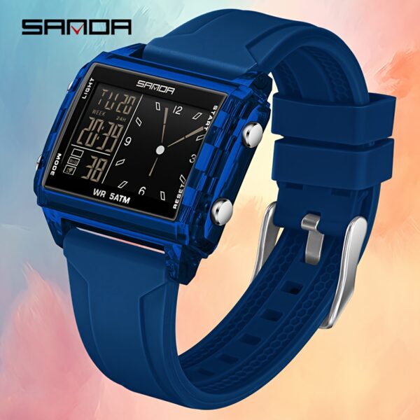 Newness Apex Digital Sports Watch: Sleek black digital watch with stylish accents, perfect for workouts and everyday wear.