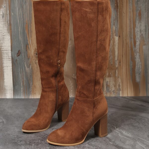 Newness Desert Bloom Western Knee Boots Stunning brown leather knee high boots with intricate stitching and subtle floral accents