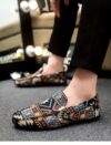 Newness Cairo Nights Geometric Slip On Loafers in navy blue showcasing the unique geometric pattern and comfortable slip on design Perfect for adding effortless style to any outfit