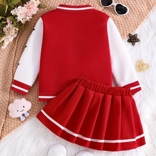 Stylish girls' preppy jacket set from Newness. Features a blazer and skirt combination in coordinating colors and fabrics. Perfect for school, special occasions, or everyday wear.