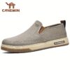 CANEMON Mens Canvas Slip Ons in stylish navy blue showcasing breathable canvas material and comfortable fit perfect for everyday wear