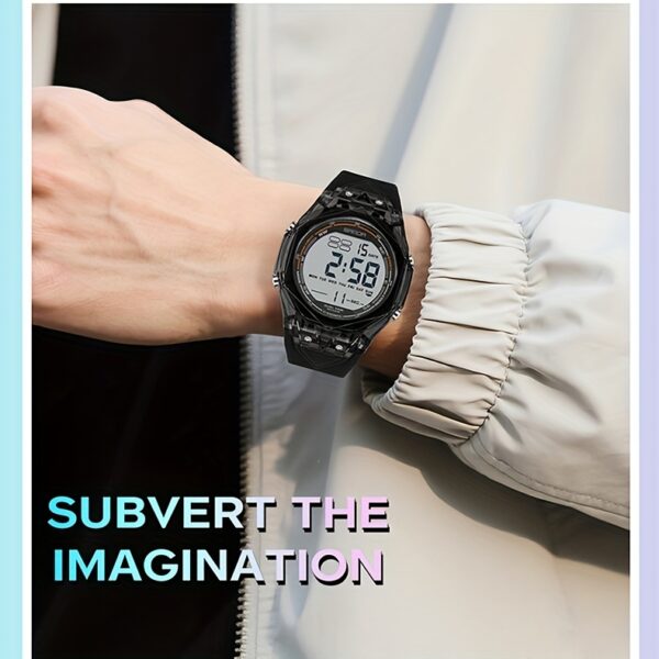 Newness Apex Digital Sports Watch: Sleek black digital sports watch with multiple features, perfect for an active lifestyle.
