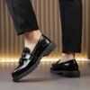 Newness Casablanca Mens Fringed Loafers in premium PU leather showcasing the vintage inspired design and comfortable fit