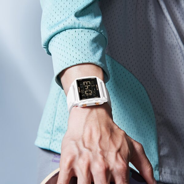 Newness Neon Edge Digital Square Watch: A stylish square digital watch with a neon accent, showcasing modern design and fashion-forward appeal.