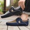Navy blue MAINALUN Mens Fabric Loafers breathable and non slip perfect for any occasion