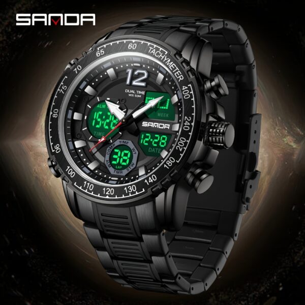 SANDA Apex Men's Digital Watch: Durable, stylish, and modern design.